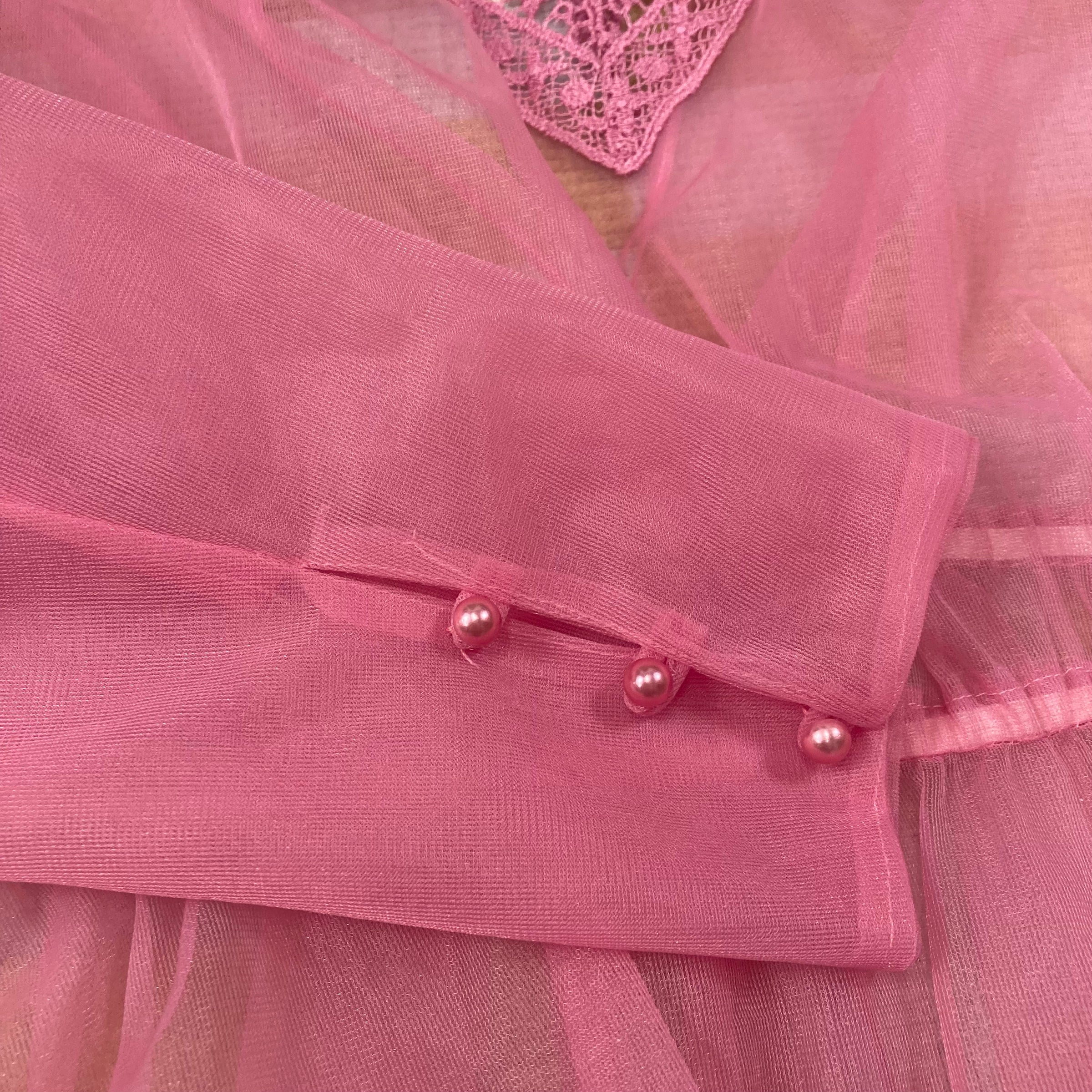 Sheer Pink Puffy Sleeve Blouse | Dead Center Vintage